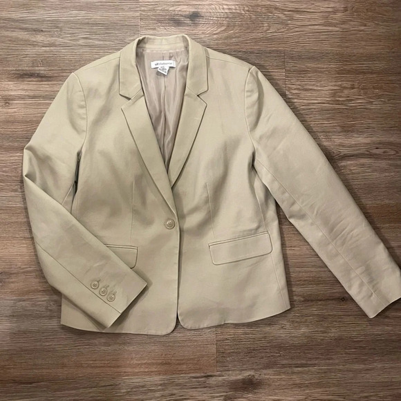 Liz Claiborne Collection Women’s Size L 1 Button Beige Blazer Jacket - Picture 1 of 7